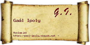 Gaál Ipoly névjegykártya